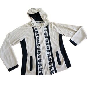 Nils Skiwear Nordic Wool Blend Zip Hoodie Sweater Jacket Womens L Snowflake